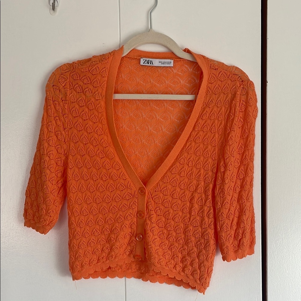 Zara Vibrant Orange Knit Sweater